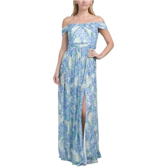 ADRIANNA PAPELL Off The Shoulder Floral Gown - Picture 1 of 6